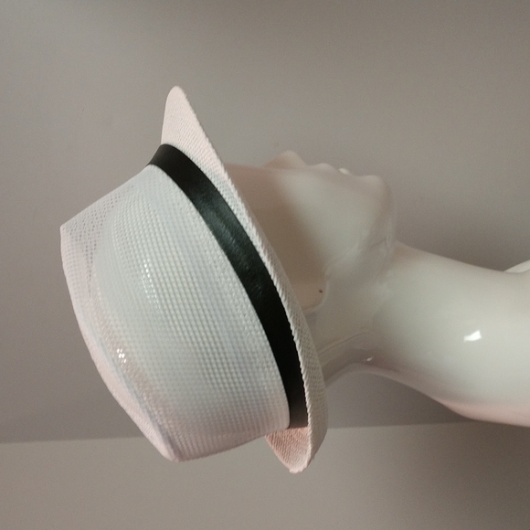 Unisex Mesh White Fedora Hat With Faux Leather Strap Buckle Boho Streetwear - Picture 7 of 14